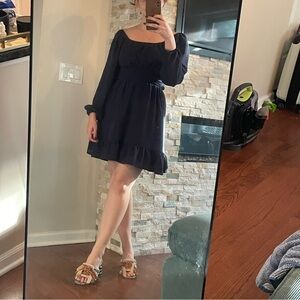 Medium Elegant Navy Blue Square neck open back Women's Dress